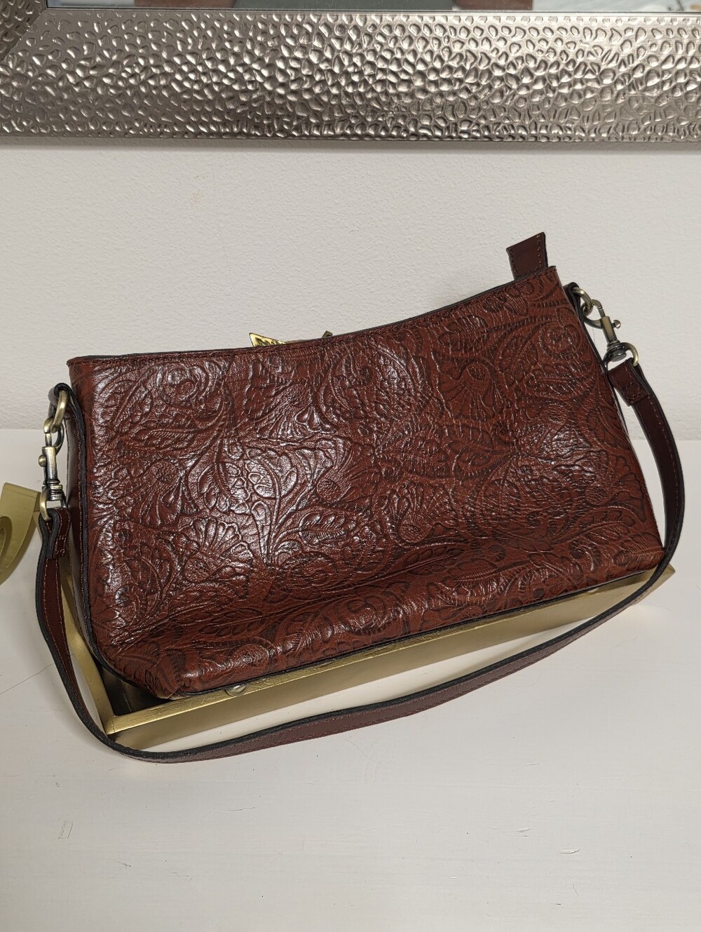 Patricia Nash Women's Embossed Leather Shoulder Bag - Dark Brown